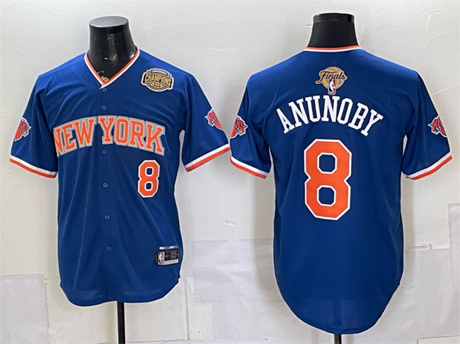 Men's New York Knicks #8 OG Anunoby Royal 2026 Finals & Eastern Conference Champions Patch Stitched Baseball Jersey Men's New York Knicks #8 OG Anunoby Royal 2026 Finals & Eastern Conference Champions Patch Stitched Baseball Jersey